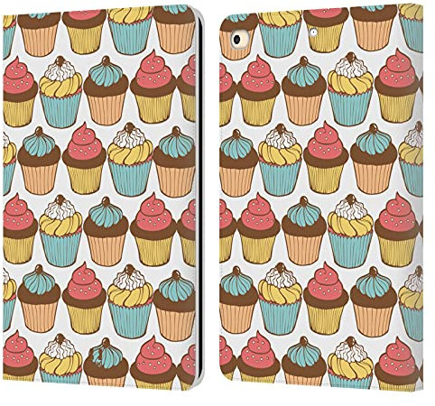 Head Case Designs Delicioso Patrones Magdalenas de Felicidad Carcasa de Cuero Tipo Libro Compatible con Apple iPad 9.7 2017 / iPad 9.7 2018