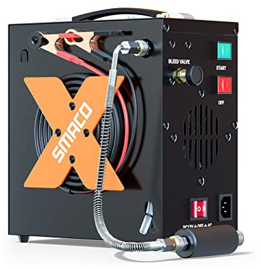 PCP Air Compressor 4500Psi/30Mpa High Pressure Air Compressor for Paintball/Scuba Tank, Oil-Free & No-noise & Auto-Shut off Air Compressors for Air Rifle/PCP Air-Gun, Powered by 12V DC or 110V-220V AC