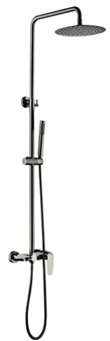 Duschsystem Wandmontierte Pistole grau heiß kalt Messing Umstellmischer Badezimmer Duscharmaturen Set mit 8-10 Zoll Regenduschkopf und Handbrause, Luxus Duschset,Gun gray,8 Inch
