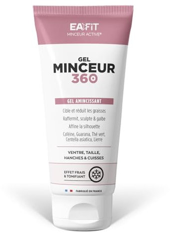 Eafit Minceur - GEL MINCEUR 360 - GEL AMINCISSANT - Guarana - Thé vert- Menthol - Réduit les graisses - Raffermit,Affine la silouhette - Effet frais et Tonifiant - Ventre - Hanches - Cuisses - 200 ml
