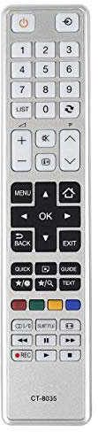 New Replacement CT-8035 Remote Control Fit for Toshiba Smart LCD LED TV CT-8054 CT-8069 CT-8040 CT-8041 CT-8050 CT-8046 40T5435DG 40T5445DG 32L3433 32L3433DG 32L1543 - No Setup Required