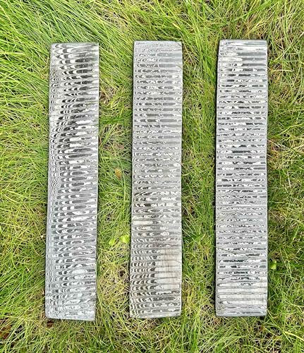 Premium Ladder Damascus Steel Blank Blade Billet Bar 10 & 12 length Bush Crafts Knife Tools Making Bar (10 Inches - 25cm)