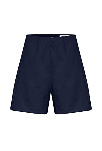 ICHI IHSIMONSE SHO2 Damen Chino Shorts Bermuda Kurze Hose mit Stretch Reißverschluss am Bund Regular-Fit, Größe:M, Farbe:Total Eclipse (194010)