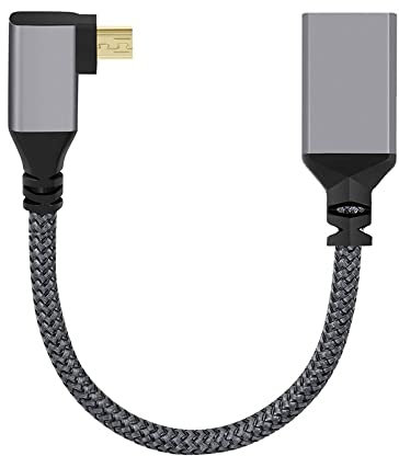 NFHK 4K Type-D Micro HDMI 1.4 Male 90 Degree Left Angled to HDMI Female Extension Cable for DV MP4 Camera DC Laptop