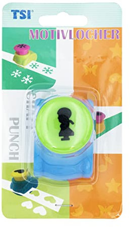 TSI Motivstanzer Mädchen, Größe: (HxBxT) 5 x 4 x 6 cm, Stanzdurchmesser ca. 25 mm, ideal für Papier und Bastelkarton, Art. Nr. 49657-X-3