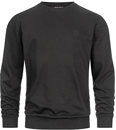 Indicode Herren Holt Sweatshirt aus Baumwollmischung mit RIPP-Bündchen | Bequeme aus Baumwollmix mit Rippbündchen, Freizeitpullover, Basic Pullover, Rundhalspullover für Männer