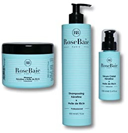 Rose Baie | Pack Ricin | Shampoing 500ml + Masque 500ml + Sérum 100ml | Hydratant & Protecteur | Anti-chute | Pour Réparer & Activer la (Re) Pousse | Effet lisse & Brillant | Cheveux Mixtes