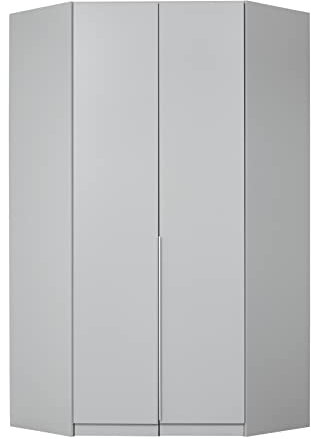 Rauch Möbel Alabama Eckschrank Schrank Kleiderschrank Grau, 2-türig, inkl. Zubehörpaket Basic, 1 Kleiderstange, 9 Einlegeböden, BxHxT 117x210x117 cm