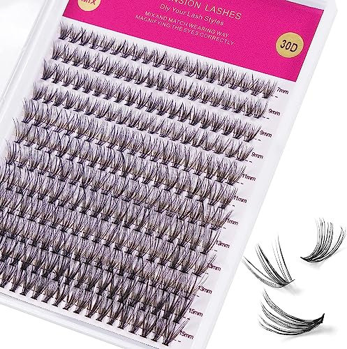 Einzelne Wimpern 240stck MAGEFY Individuelle Cluster Künstliche Wimpern 30D 7-15mm DIY Cluster Wimpern Einzelne Lashes Wimpernbüschel Wiederverwendbar für Anfänger(30D, C-7-15mm)