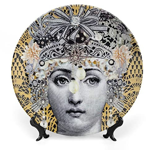 Piatto Lina Cavalieri, Piatto Decorativo da Parete, Decorazione da Appendere alla Parete con Piastra Facciale Misteriosa, Staffa Inclusa E Gancio A Molla Speciale,J (1),6inch