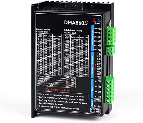 RATTMMOTOR Schrittmotortreiber DMA860S,Digitaler Schrittmotor Treiber,8,2A,18-160V DC,256 Microstep,2 Phasen Schrittmotortreiber Für Nema34 Schrittmotor 3D Drucker/CNC
