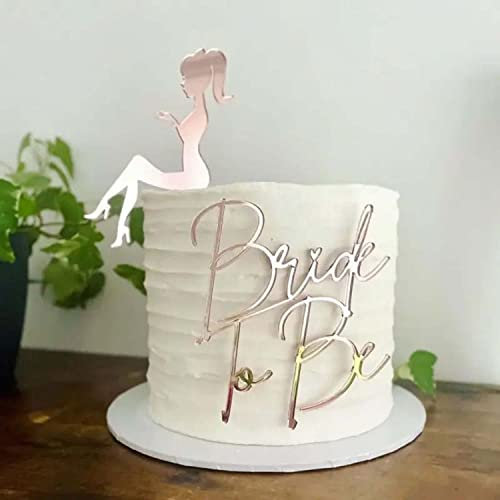 Cake topper acrylique Rose gold miroir mariage bride to be décoration gâteau