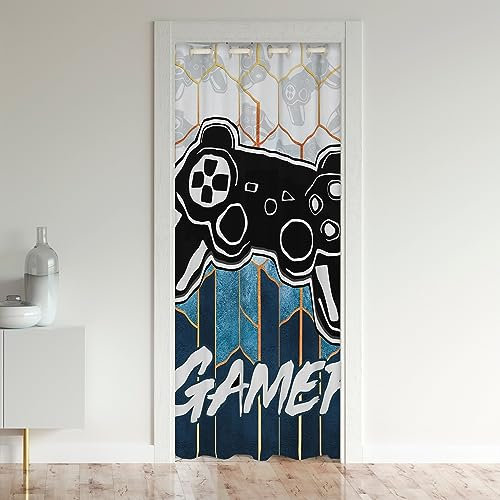 Loussiesd Gaming Blackout Curtains Window Gamer Treatments Doorway Curtain Room Darkening Game Roon Decor Blackout Curtains 86x203cm 1 Panel