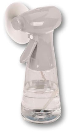 Close Up Ventilator mit Sprühflasche ca. 22 cm, weiß, aus Kunststoff, batteriebetrieben | für zu Hause und unterwegs | nachhaltig | 350 ml. Fassungsvermögen (Weiß)