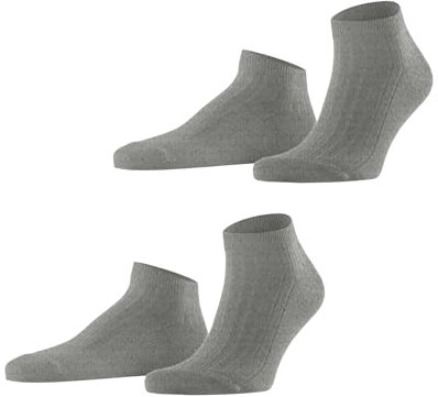 ESPRIT Herren Easy Rib 2-Pack M SN Baumwolle kurz einfarbig 2 Paar Sneakersocken, Grau (Light Grey 3400), 43-46 (2er Pack)