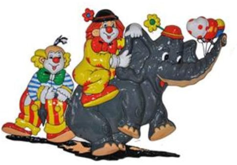 PARTY DISCOUNT NEU Wand-Deko Karnevals-Clown mit Elefant, ca. 60cm