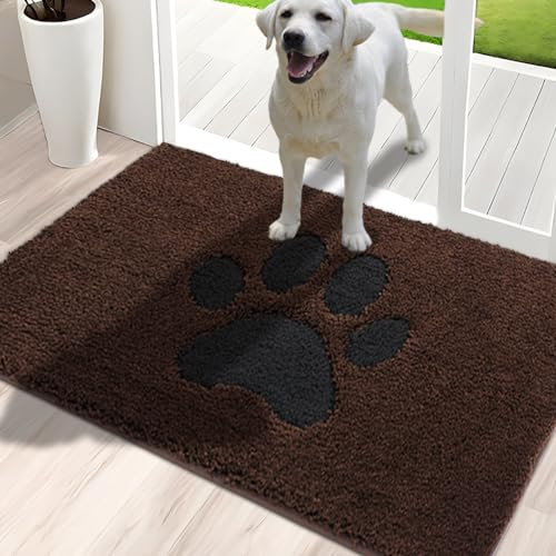 Oiilores Schmutzfangmatte Fußmatte Innen 85x150cm, Rutschfester Waschbarer Teppich, Low-Profile Innenfußmatten für Eingang, Super saugfähige Hundematten für Schlammige Pfoten, Braun