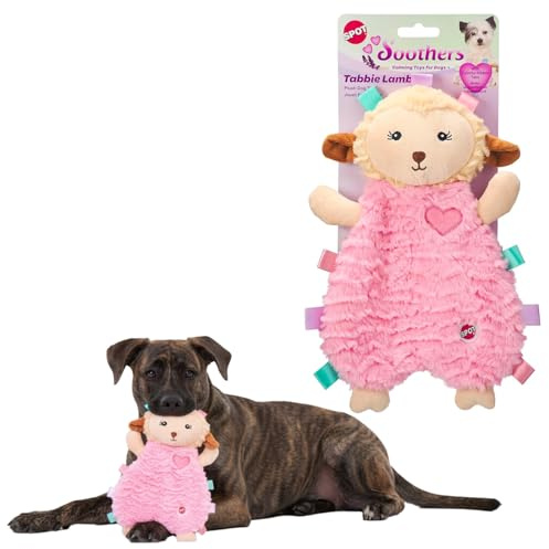 SPOT Soothers- Tabbie Lambie Dog Toy-Separation Anxiety Toys for Dogs, Stuffing Free, Scented with Calming Lavender Fragrance Beads to Safely Calm and Relax Dogs and Puppies, 12in