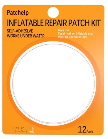 Patchelp Lot de 12 patchs de réparation de piscine en TPU pour matelas gonflables, jouets gonflables, maisons de rebond, tente, bouée de natation, très résistant, kit de réparation gonflable de