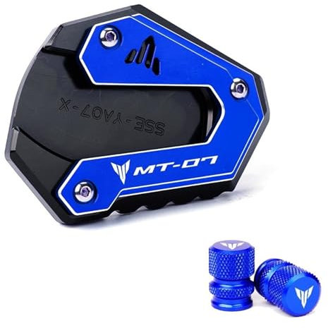 Motorrad Seitenständer Auflagevergrößerung Pad Für Y-amaha MT07 MT 07 MT-07 FZ07 02014-2023 2022 Motorradzubehör Ständer Fuß Seitenständer Vergrößerungspad Reifenventilkappen ( Farbe : Blue Combo )