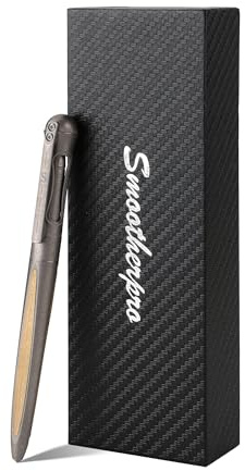 SMOOTHERPRO Kugelschreiber aus Titan EDC Pen Kompatibel mit Parker Minen | Metallstift, Bolt Actio, Druckkugelschreiber, für Tremor, Parkinson, Arthritis, Hände, Business, Büro-Stone Wash Grau