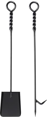 Fireplace Tools Set with 40inch Twisted Rope Design Fire Poker and Fireplace Shovel, Heavy Duty Handmade Fire Poker and Shovel for Outdoor Fire Pit Indoor FirePlace Solo Stove, Rustic Antique Style