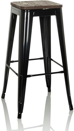 hjh OFFICE Barhocker drehbar VANTAGGIO HIGH WS Hocker im Industry-Design stapelbar, Holz-Sitzfläche 360° drehbar, Schwarz