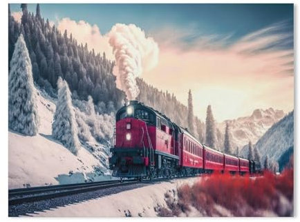 klassisches Puzzle 1000 Stück，Eisenbahn- Winter-Landschaft，Einzigartige Heimdekorationen Und Geschenke（38x26cm-98