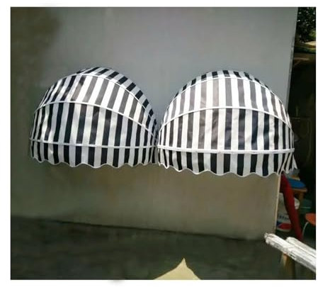 Door Awning Dome Awning,With Support Arms Foldable Sun Shade Shelter, Outdoor Window Awning Door Canopy Foldable Canvas Dome Awning, For Residential And Commercial(A,Diameter:120cm/47.24in)