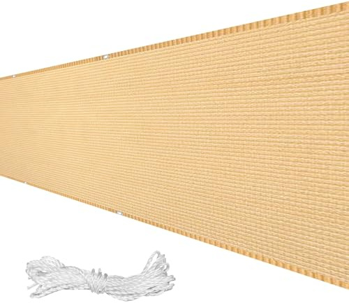 Frangivisto Balcone Recinzione 50 x 500 cm Protezione UV Telo Frangivento da Esterno Copri Ringhiera Balcone con Occhielli per Giardino Terrazza, Giallo sabbia