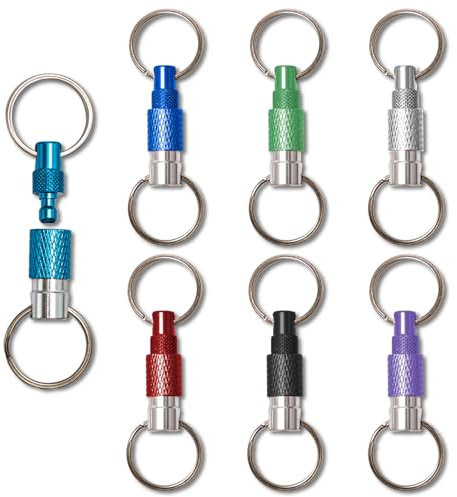 Bofanze 7 Pièces Double Extrémité Détachable Porte-Clés à Dégagement Rapide Double Porte-Clés Amovible à Part Porte-clés Amovible Double avec Double Anneau Fendu Crochets pour Accessoires clés