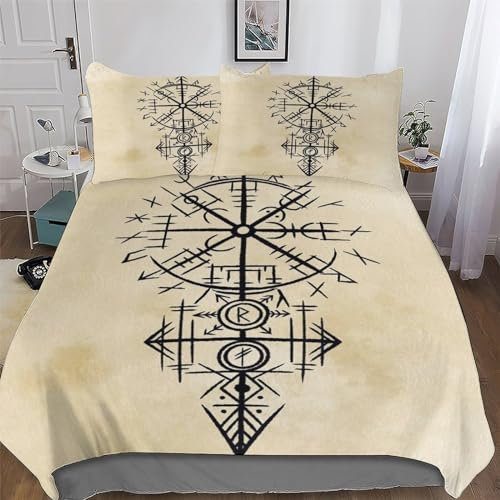 AAPZY Wikinger Bettbezug-2teilig Set Mit Kissenbezügen Mikrofaser Weiche Bettbezüge Bettwäsche Für Erwachsene Teenager Kinder Angenehme Bettdeckenbezug Single (135x200cm)