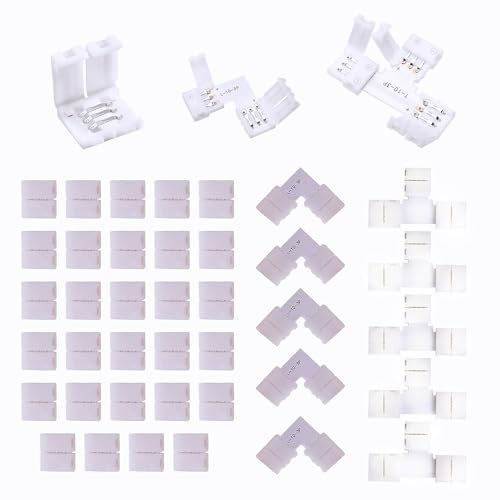 42 Stück 3 Pin LED Streifen Verbinder, Lichtverbinder T Form L Form Lückenlose Lötfreie Steckverbinder Adapter Licht Verlängerung Verbinder für WS2811 WS2812B RGB LED Streifenlicht (10 mm)