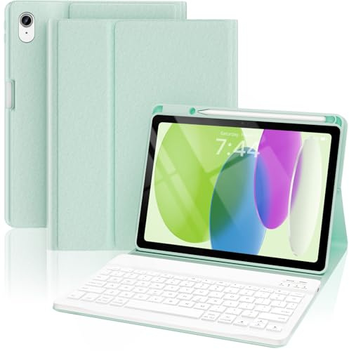 OPAKIT Custodia per tastiera per iPad di 10a generazione 2022 e A16 di 11a generazione 2025 (10,9/11), tastiera wireless staccabile, custodia con supporto per tastiera Folio con portamatite per nuovo