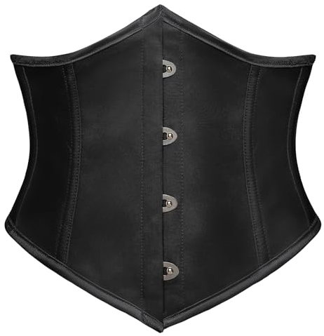 SCARLET DARKNESS Damen Gothic Wiking Corset Top Lace Up mit Fishbone Breiter Taillengürtel Schwarz 36