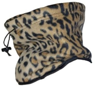 Adult Animal Printed Neck Warmers, Unisex Reversible Fleece Winter Double Layer Windbreaker Neck Gaiters For Outdoor Ski Snowboard Transport Cycling Mask With Adjustable Cord, Leopard Print Pack 1