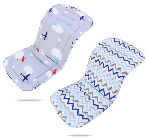LAT Baby Sitzauflage für Kinderwagen, Doppelseitig Verwendbares Sitzauflage Buggy, Universal Kinderwagen Buggy Einlage für Kleinkinder 78 x 33 cm (Bewölktes Flugzeug)
