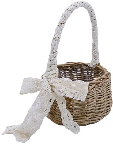 HOOTNEE Blumenmädchen Korb Mit Henkel Weidenkorb Klein Für Hochzeit Und Fest Handgewebter Rattankorb Für Frische Getrocknete Blumen Dekoratives Aufbewahren Für Wohnzimmer Schlafzimmer Büro