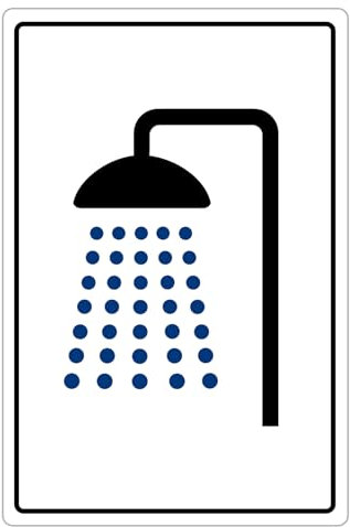 2 Stück Aufkleber Dusche Schild Hinweisschild für Fenster und Türen | 13 x 9 cm
