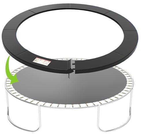 Deomod Trampolin-Pad, 3 m, 3,6 m, 3,6 m, 4,6 m, Trampolin-Ersatz-Sicherheitspolster, Universal-Trampolin-Pads, Federabdeckung, wasserdicht, reißfest, Rundbogen-Trampolin-Teile für Kinder (Schwarz, 4,6