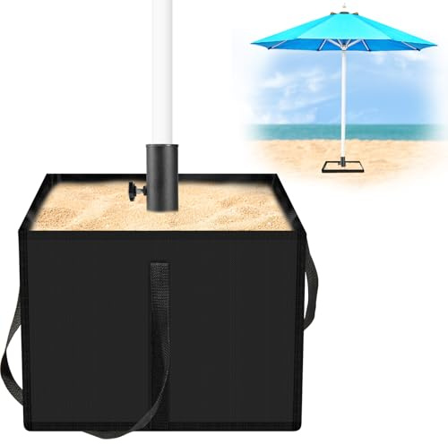 Strdfeve Große Strandschirm-Basis, Gewicht für bis zu 25 kg Sand, 600D Oxford-Gewebe, Sonnenschirm, befüllbarer Sandsack, robuster Strandschirmständer, Sandanker, passend für die meisten Strandschirme