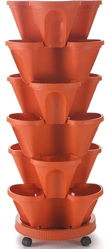 Generico Fragole Verticale da Giardino 6 Ripiani Impilabile Vaso Trifoglio per Fiori Rampicanti Piante Fioriera da Balcone Regolabile Plastica Grande Porta Piante da Esterno ed Interno,B