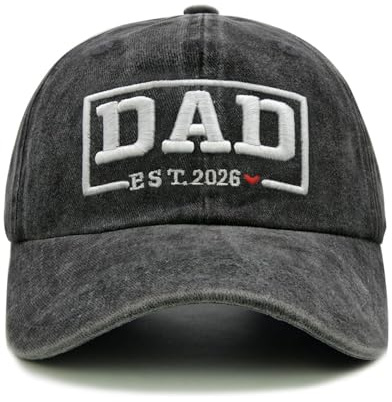 Herren Dad Est 2025 Hut Verstellbar Daddy Baseball Cap Geschenke für Vatertag Erstes Mal Papa, Schwarz , Einheitsgröße