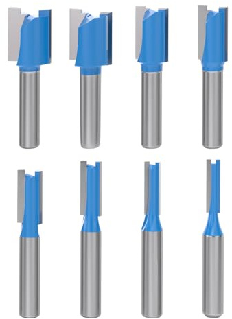 APIELE 8 Stück Nutfräser-Set mit 8mm Schaft Holzfräser - 5/6/8/10/12/14/18/20mm gerade Fräser Router Bits Fräswerkzeugsatz für Holz für die Holzbearbeitung Nut Meißel