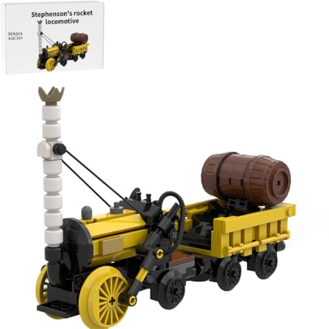 MasterBrickPlay Technik Zug Bausteine, 364 Teile Klemmbausteine Stephensons Rocket Lokomotive Modell Bauspielzeug, Zug Eisenbahn Geschenk für Erwachsene