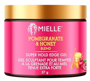 Mielle Pomegranate & Honey Super Hold Edge Gel for Definition & Shine, 57 g | Long-Lasting, Nourishing Formula, No Flaking, Ideal for Type 4 Hair & Edge Styling, Helps Control Flyaways Without Flaking