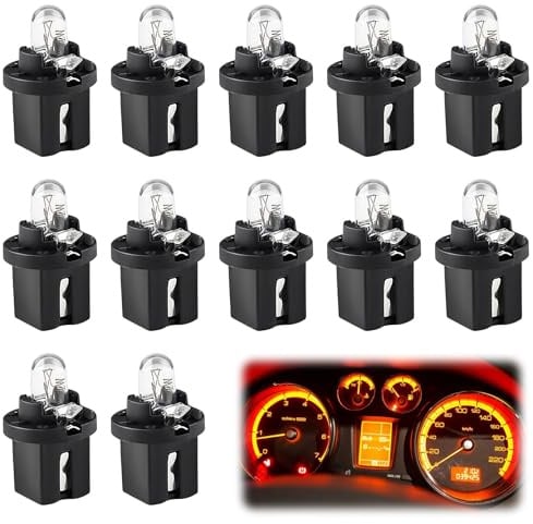 Aihoom 12pcs Ampoules T5 pour Tableau de Bord, Éclairage Intérieur Voiture, Ampoules Jaune Clair 12V 2W, Universelles pour Automobile, Pratiques et Durables