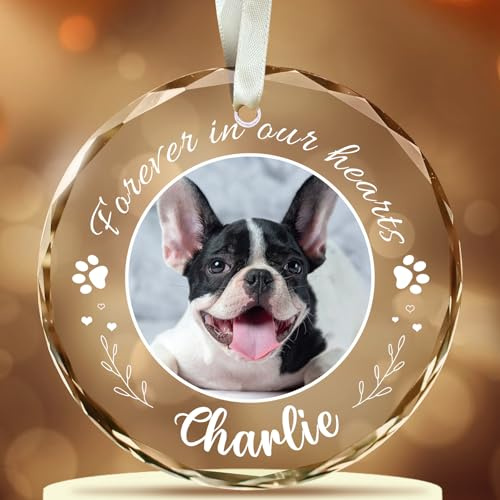 Personalised Dog Christmas Photo Ornaments | Crystal Dog Cat Memorial Gift, Ornament for Trees Decorations, Puppy Cat Keepsake Gifts Lover