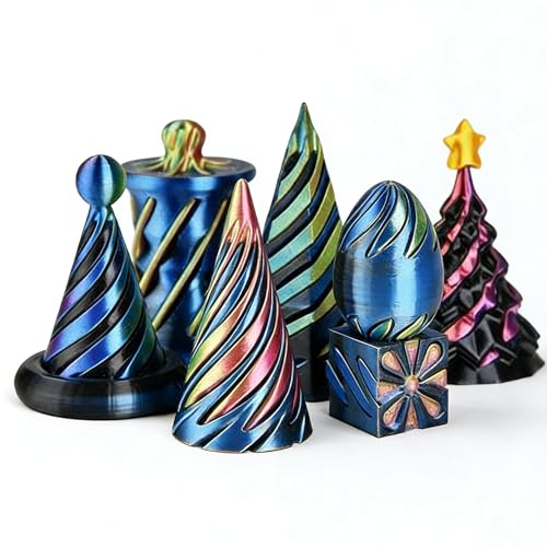 7-Pack 3D Printed Fidget Stress Relievers,QIANSSE Impossible Cone Spiral Cone Desktop Decorations for Office Anxiety Relief Gadget for Adults and Teens