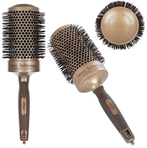 PONIK'S PROFESSIONAL Rundbürste Keramik 65mm Fass 83mm Borsten Extra Groß Haarbürste Rund Blowout Brush Styling Antistatisch Volumenbürste XXL Rundhaarbürste mit Abteilspitze